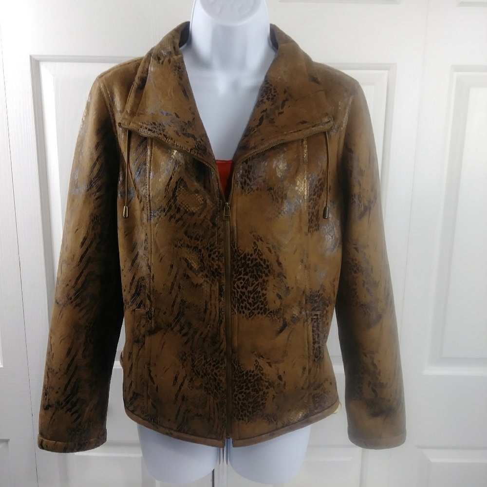Ruby Rd. Suede-Look Animal Print Jacket - image 1